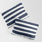 Ocean Stripes, Modern, Abstract, Navy Blue and White Pillow Sham Gallery Image 3