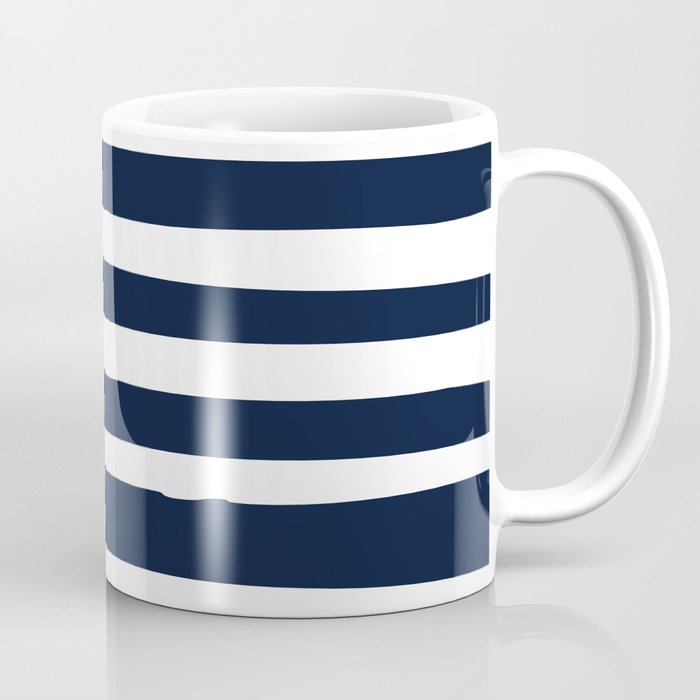 Ocean Stripes, Modern, Abstract, Navy Blue and White Coffee Mug Gallery Image 1