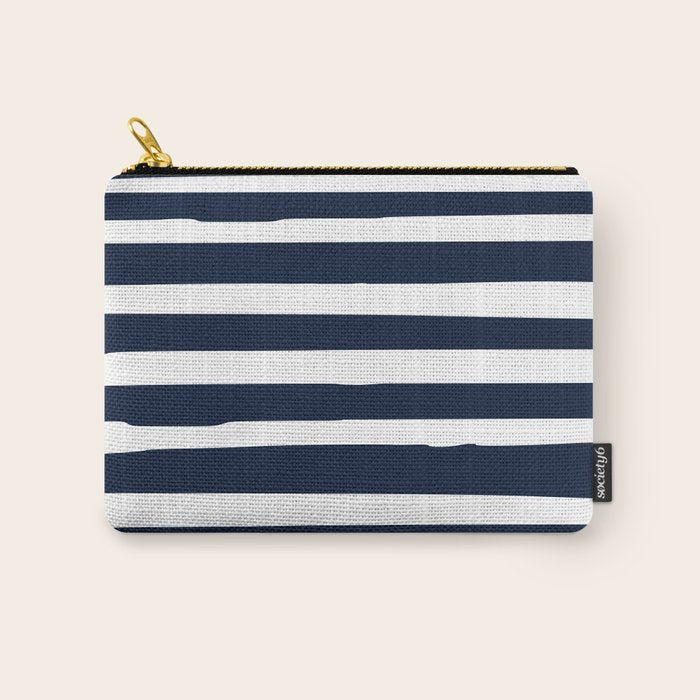 Ocean Stripes, Modern, Abstract, Navy Blue and White Carry All Pouch Gallery Image 1