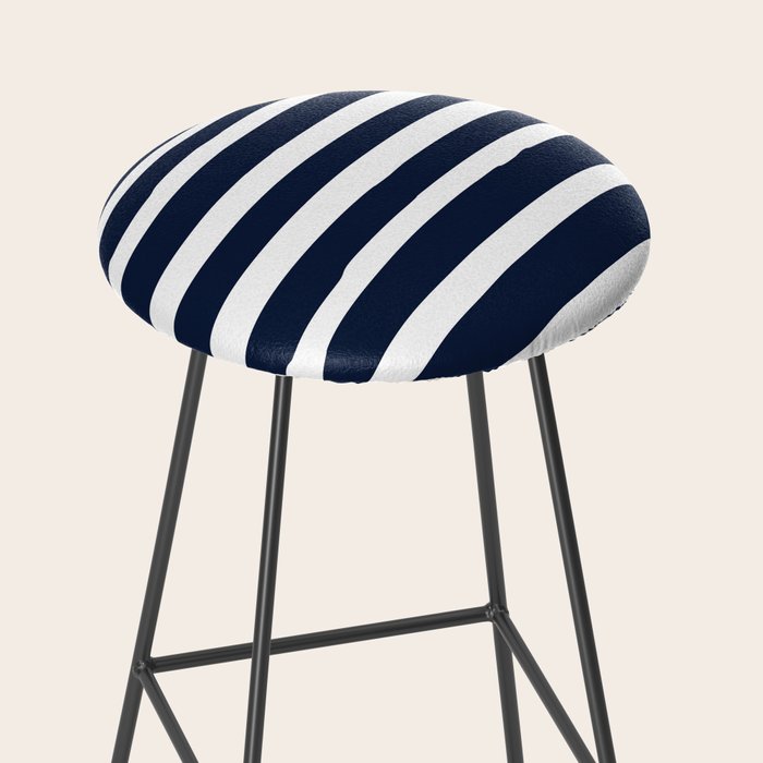 Ocean Stripes, Modern, Abstract, Navy Blue and White Stool Gallery Image 2