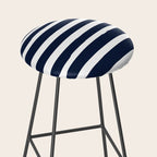 Ocean Stripes, Modern, Abstract, Navy Blue and White Stool Gallery Image 2