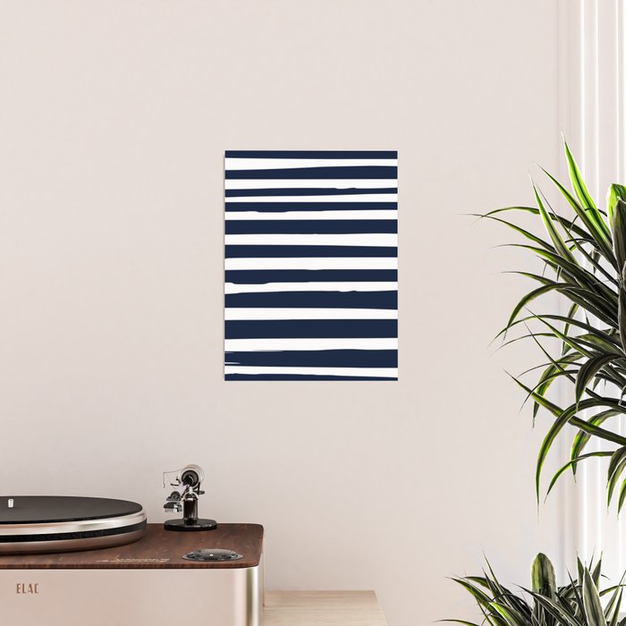 Ocean Stripes, Modern, Abstract, Navy Blue and White Poster Gallery Image 2