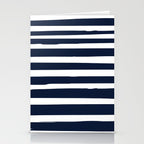 Ocean Stripes, Modern, Abstract, Navy Blue and White Stationery Card Gallery Image 2