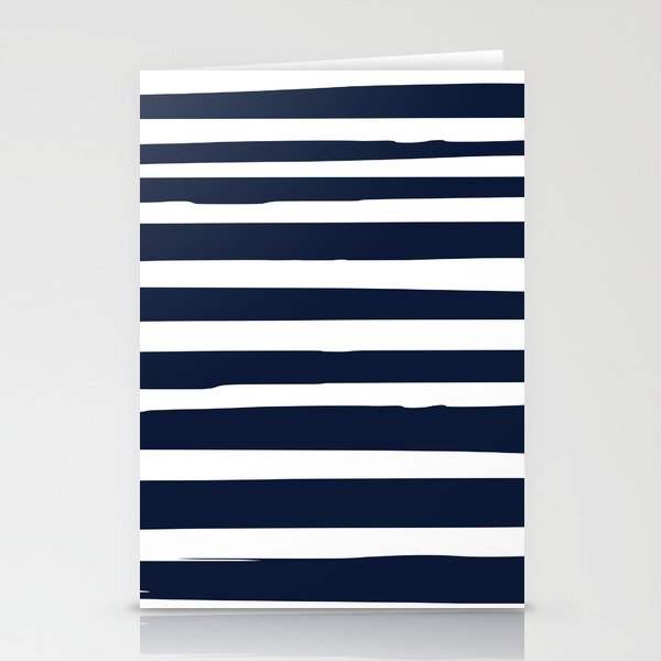 Ocean Stripes, Modern, Abstract, Navy Blue and White Stationery Card Gallery Image 2