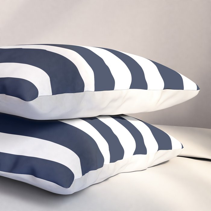 Ocean Stripes, Modern, Abstract, Navy Blue and White Pillow Sham Gallery Image 3