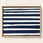 Ocean Stripes, Modern, Abstract, Navy Blue and White Serving Tray Gallery Image 1