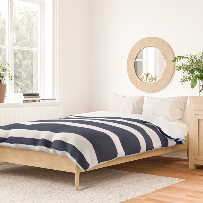 Ocean Stripes, Modern, Abstract, Navy Blue and White Duvet Cover Gallery Image 2