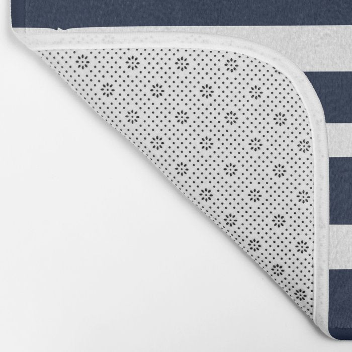 Ocean Stripes, Modern, Abstract, Navy Blue and White Bath Mat Gallery Image 2