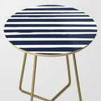 Ocean Stripes, Modern, Abstract, Navy Blue and White Side Table Gallery Image 2