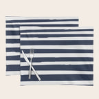 Ocean Stripes, Modern, Abstract, Navy Blue and White Placemat Gallery Image 1