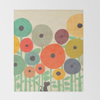 Cat in flower garden Throw Blanket Gallery Image 2