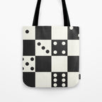 Checkered Dice Pattern (Creamy Milk & Dark Charcoal Color Palette) Tote Bag Gallery Image 1