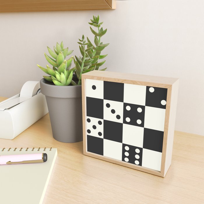 Checkered Dice Pattern (Creamy Milk & Dark Charcoal Color Palette) Mini Art Print Gallery Image 2