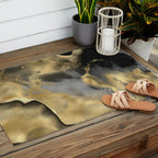 Gold and Black Modern Abstract Art Print Outdoor Rug Gallery Image 2