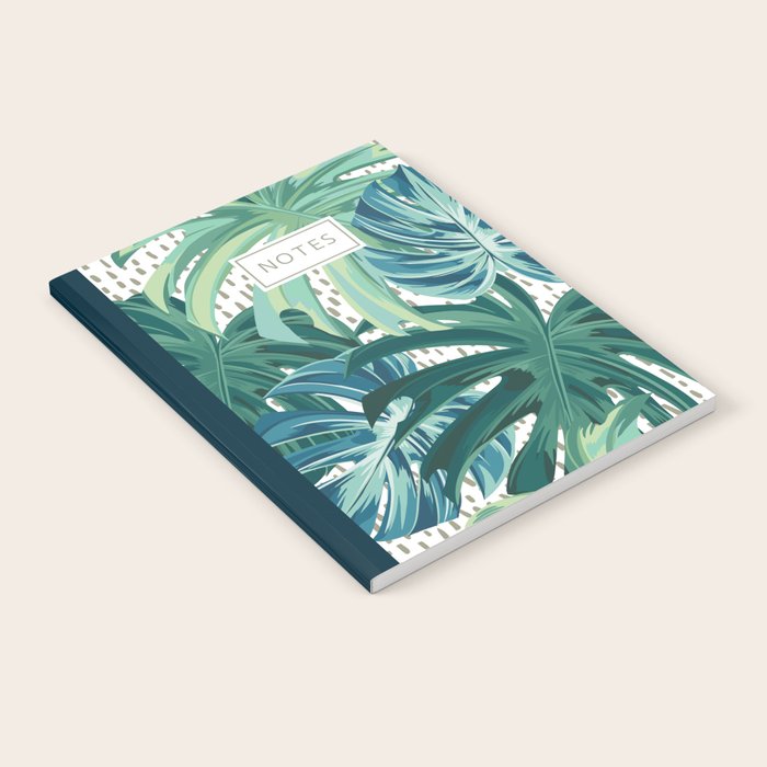 Tropical Palms, Green and Blue, Abstract Notebook Gallery Image 1