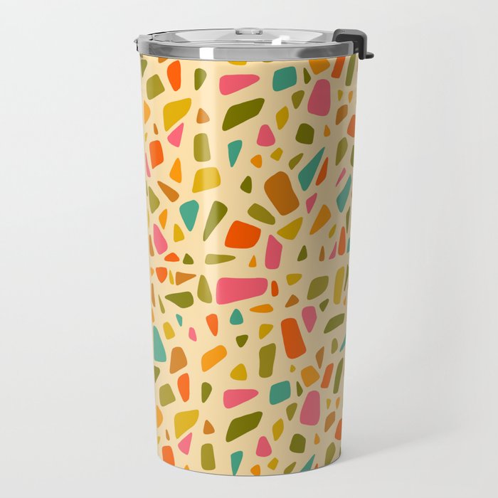 Terrazzo Print in Cream Travel Mug Gallery Image 2