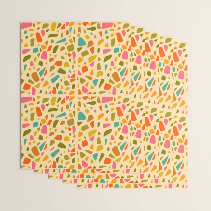 Terrazzo Print in Cream Wrapping Paper Gallery Image 3
