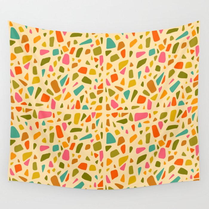 Terrazzo Print in Cream Wall Tapestry Gallery Image 4