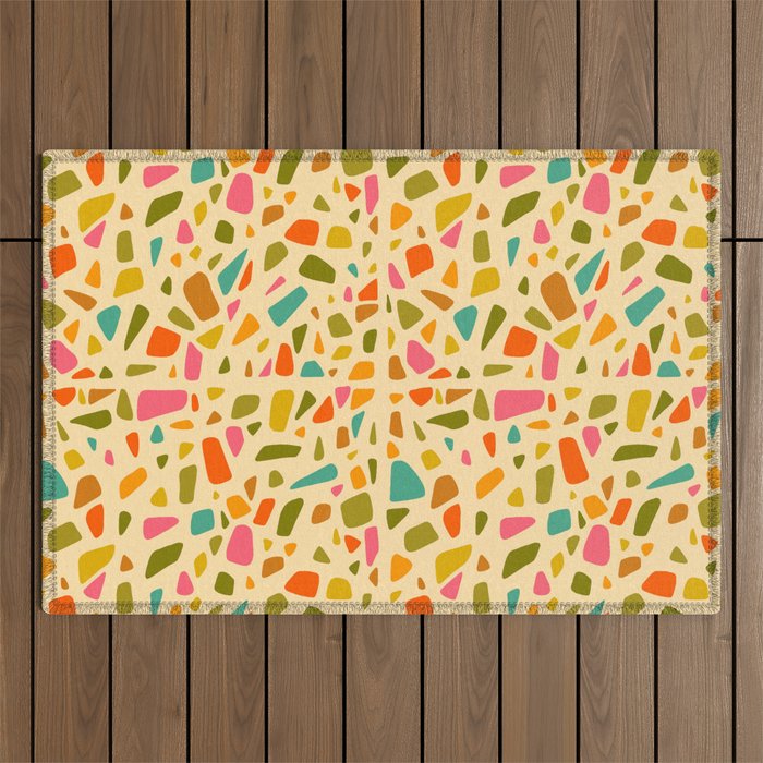 Terrazzo Print in Cream Outdoor Rug Gallery Image 1