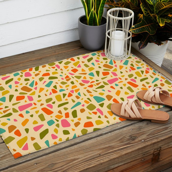 Terrazzo Print in Cream Outdoor Rug Gallery Image 2