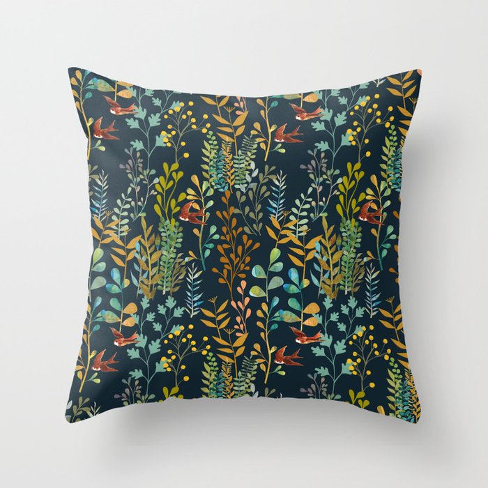 The Wild Garden Night Throw Pillow Gallery Image 1