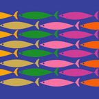 Fish Stripe Colorful Vivid Minimal Mid Century Modern Ocean Pattern on Blue Coffee Mug Gallery Image 2