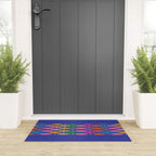 Fish Stripe Colorful Vivid Minimal Mid Century Modern Ocean Pattern on Blue Welcome Mat Gallery Image 3