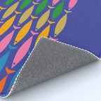 Fish Stripe Colorful Vivid Minimal Mid Century Modern Ocean Pattern on Blue Rug Gallery Image 4