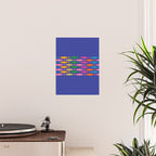 Fish Stripe Colorful Vivid Minimal Mid Century Modern Ocean Pattern on Blue Poster Gallery Image 2