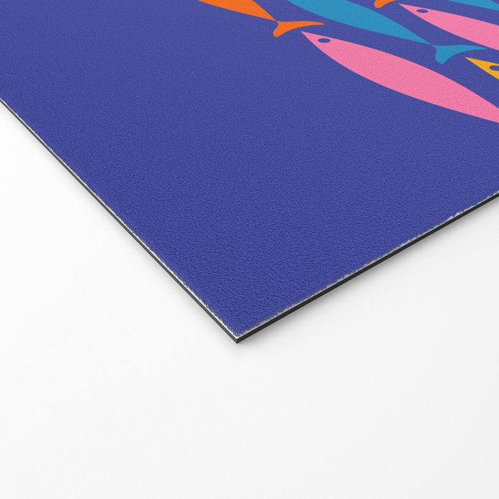 Fish Stripe Colorful Vivid Minimal Mid Century Modern Ocean Pattern on Blue Welcome Mat Gallery Image 2