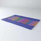 Fish Stripe Colorful Vivid Minimal Mid Century Modern Ocean Pattern on Blue Rug Gallery Image 3