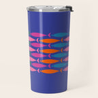 Fish Stripe Colorful Vivid Minimal Mid Century Modern Ocean Pattern on Blue Travel Mug Gallery Image 2
