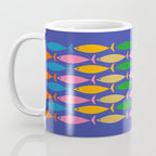 Fish Stripe Colorful Vivid Minimal Mid Century Modern Ocean Pattern on Blue Coffee Mug Gallery Image 3