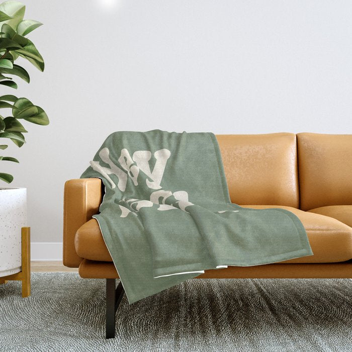 Hey Good Lookin' (Sage Cream) Throw Blanket Gallery Image 1