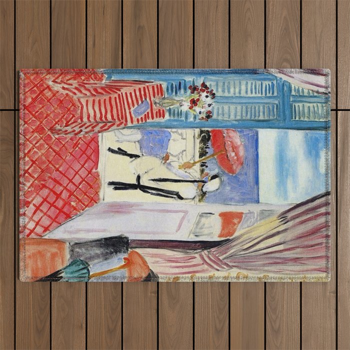 Henri Matisse Woman at The Open Window Painting Outdoor Rug Gallery Image 1