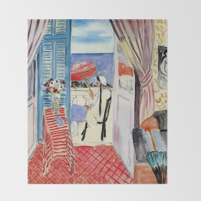Henri Matisse Woman at The Open Window Painting Throw Blanket Gallery Image 2