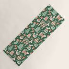 Festive Folk Art Forest Animals - Green and Red Yoga Mat Gallery Image 1