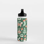 Festive Folk Art Forest Animals - Green and Red Water Bottle Gallery Image 3
