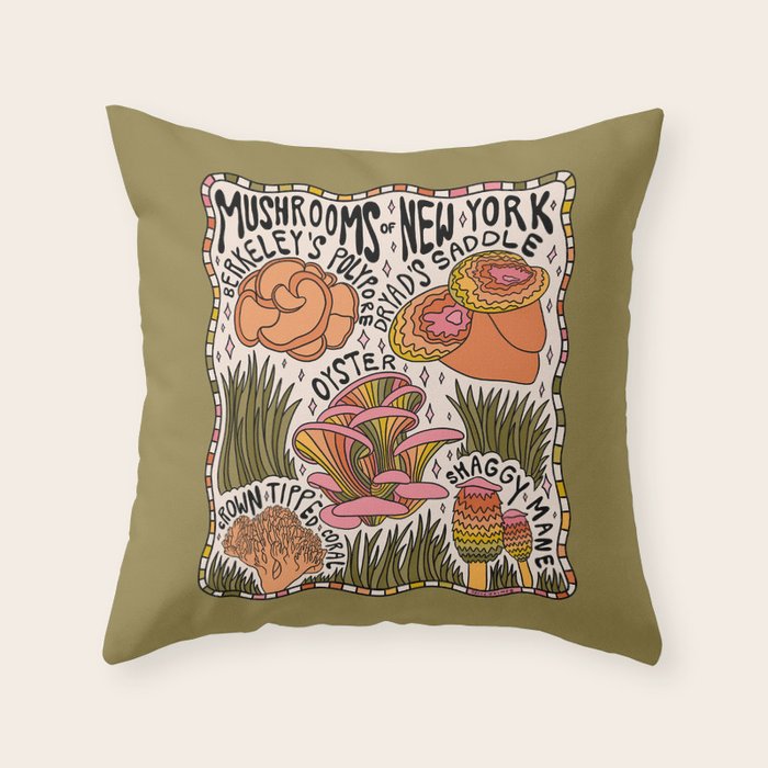 Mushrooms of New York Throw Pillow Gallery Image 6