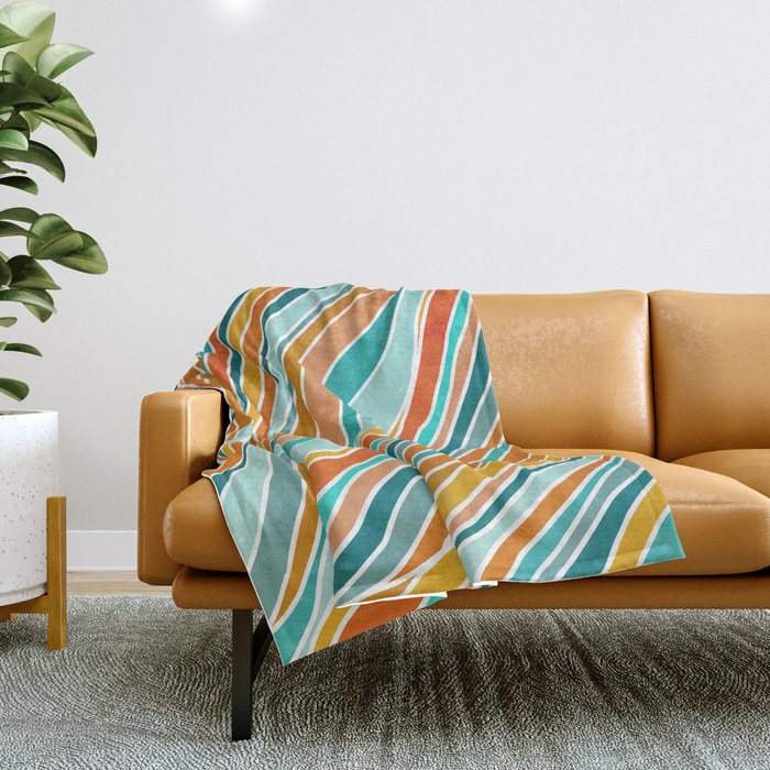 Colorful Summer Stripes Throw Blanket Gallery Image 1