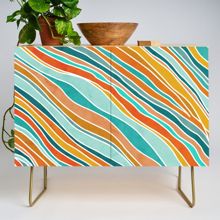 Colorful Summer Stripes Credenza Gallery Image 1