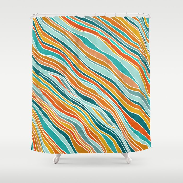 Colorful Summer Stripes Shower Curtain Gallery Image 1