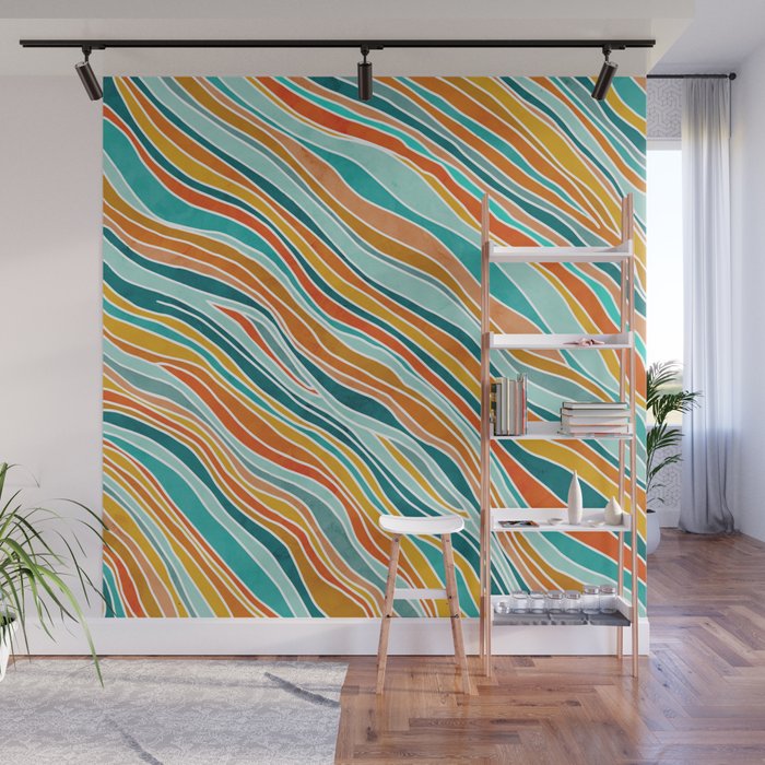 Colorful Summer Stripes Wall Mural Gallery Image 1