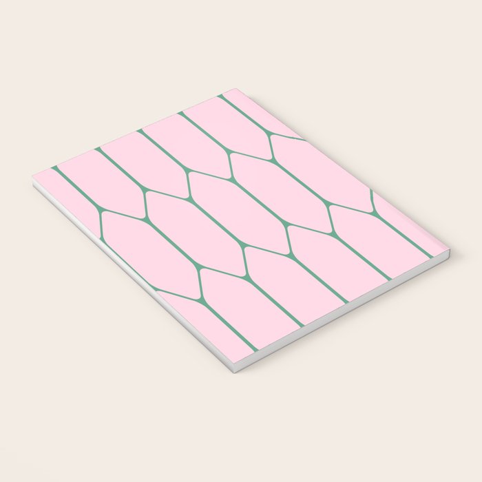 Pink and Green Long Honeycomb Minimalist Geometric Pattern Notebook Gallery Image 3