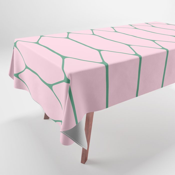 Pink and Green Long Honeycomb Minimalist Geometric Pattern Tablecloth Gallery Image 1