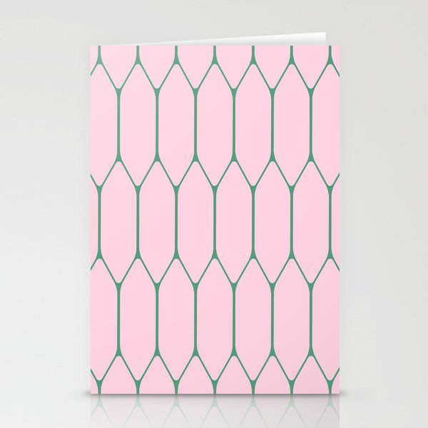 Pink and Green Long Honeycomb Minimalist Geometric Pattern Stationery Card Gallery Image 1