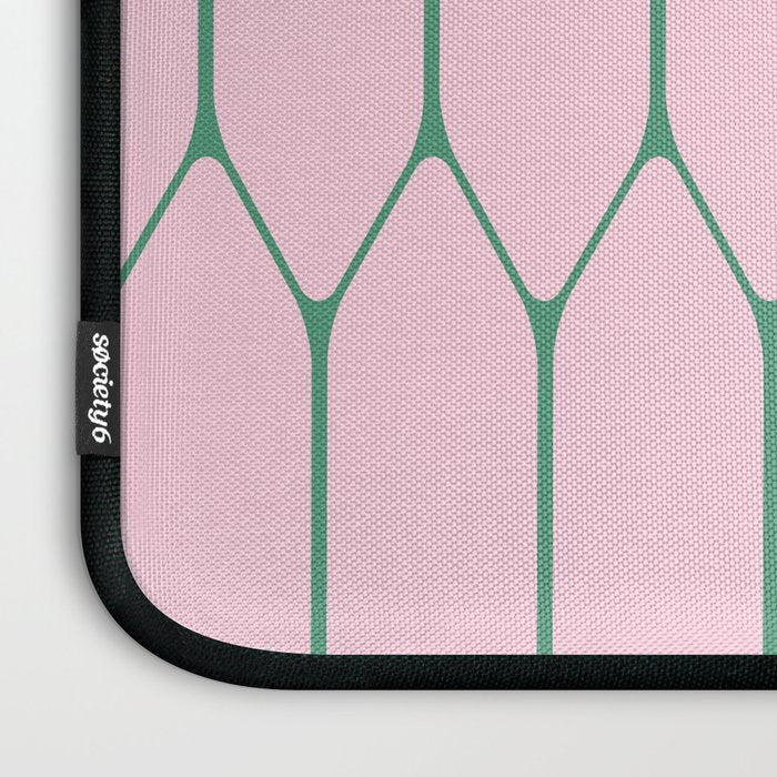 Pink and Green Long Honeycomb Minimalist Geometric Pattern Laptop Sleeve Gallery Image 3