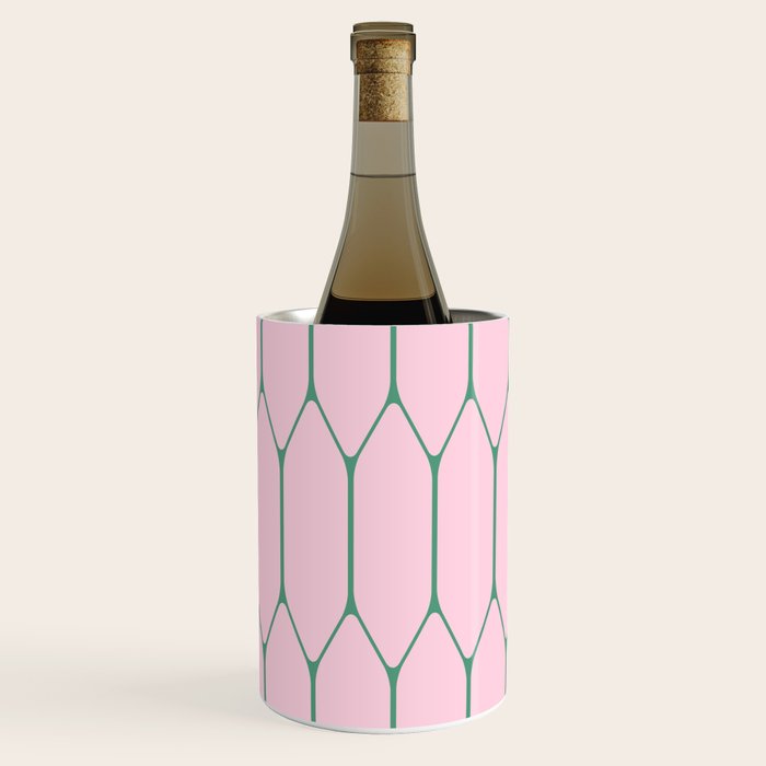 Pink and Green Long Honeycomb Minimalist Geometric Pattern Wine Chiller Gallery Image 3