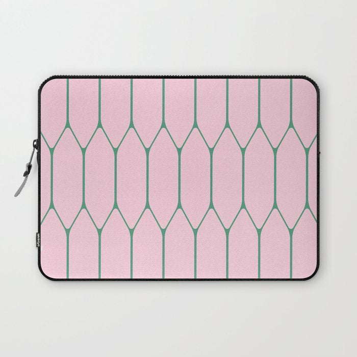 Pink and Green Long Honeycomb Minimalist Geometric Pattern Laptop Sleeve Gallery Image 1