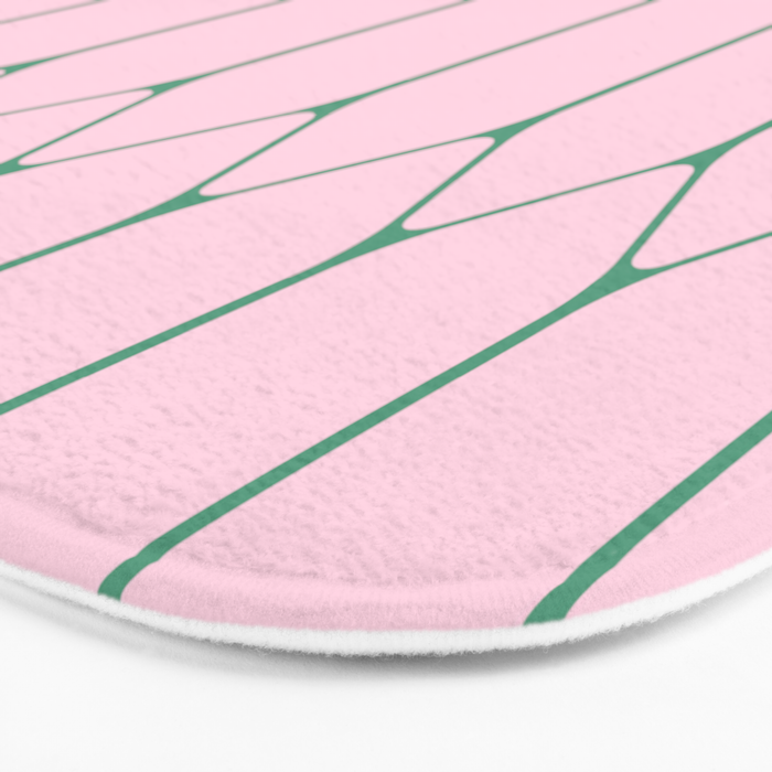 Pink and Green Long Honeycomb Minimalist Geometric Pattern Bath Mat Gallery Image 3